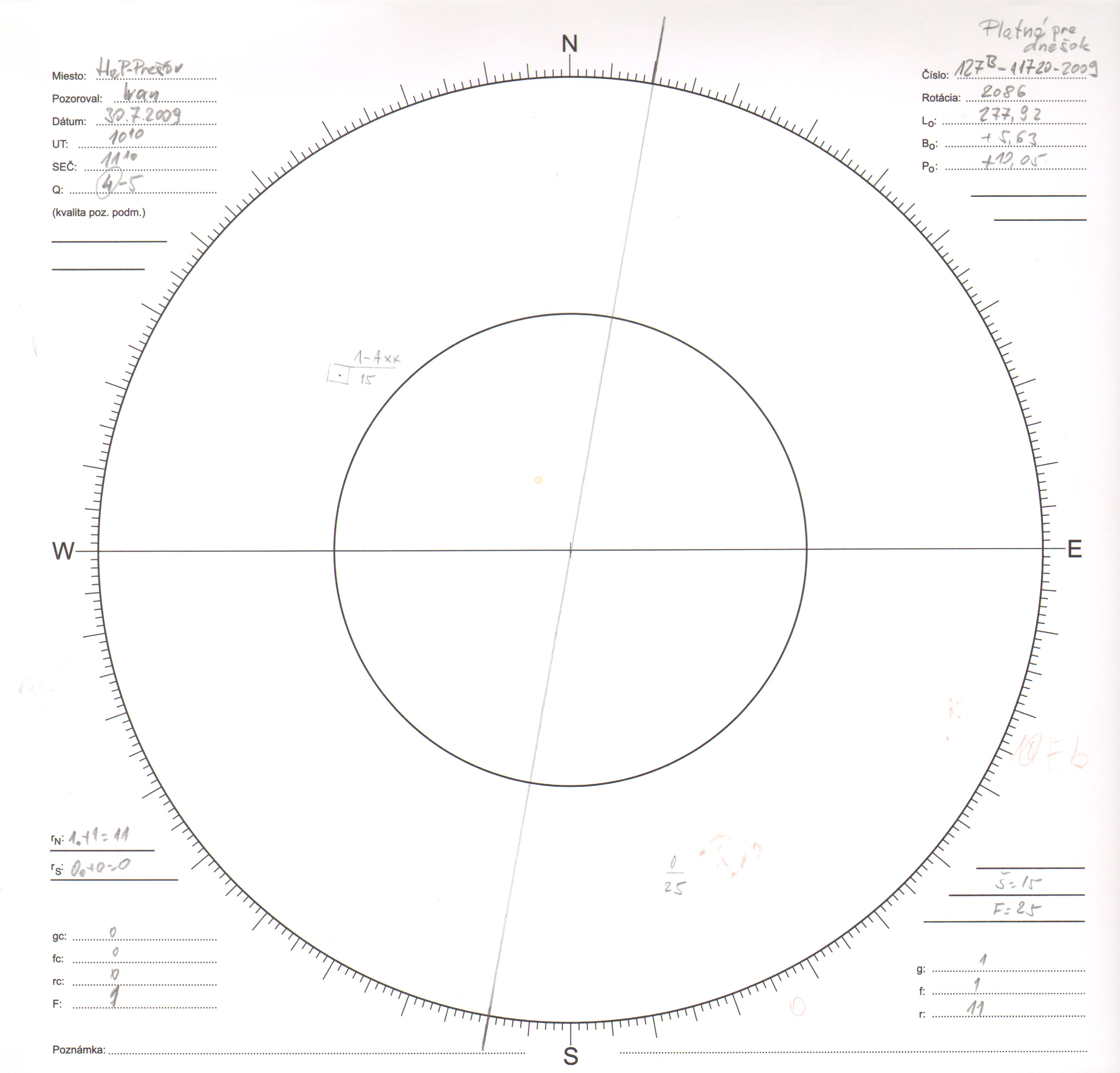 Obrázok zákresu Slnka na deň 09.20.3007